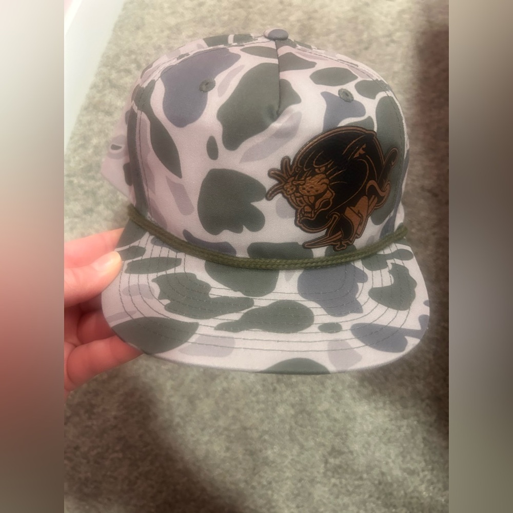 Men's Camo Hat with Lion Patch